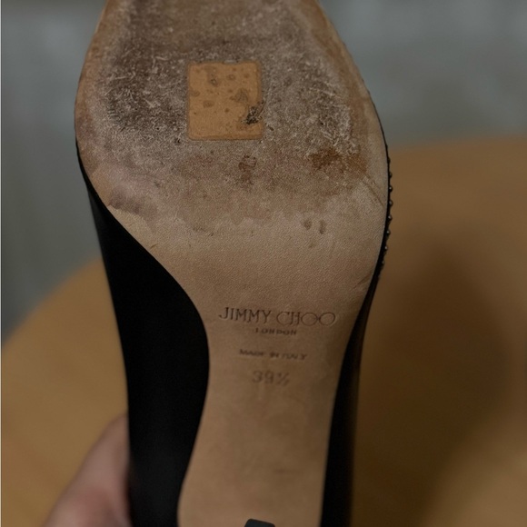 Jimmy Choo Black Leather Pointed Toe Pumps with Silver Studs main image 0